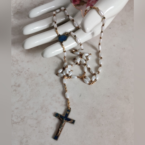 Vintage Enamel and Pearls Rosaries - Picture 3 of 10